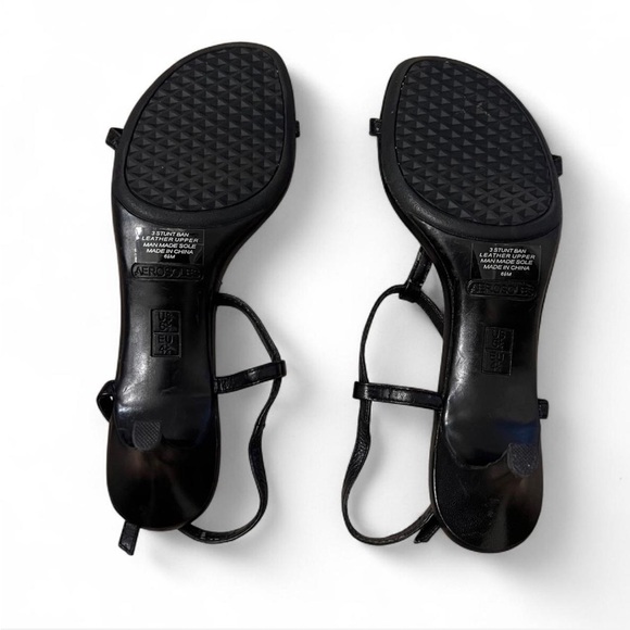 AEROSOLES Black Leather Strappy Kitten Heels - Picture 4 of 4